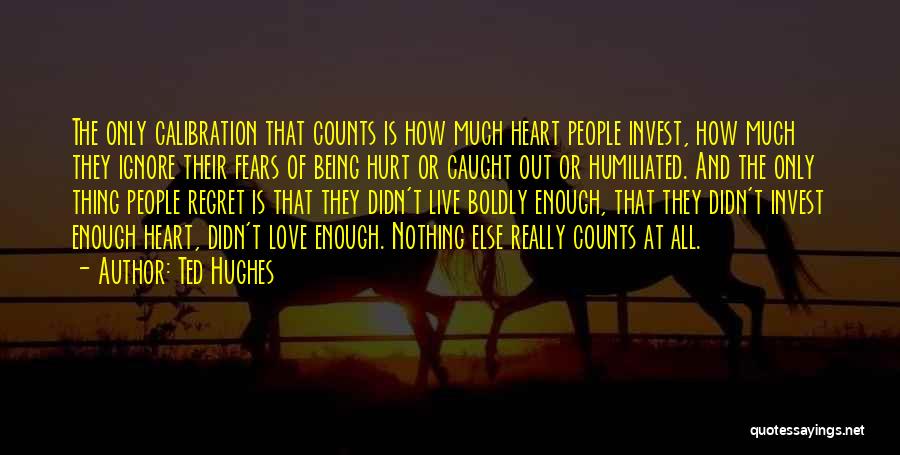 Ted Hughes Quotes: The Only Calibration That Counts Is How Much Heart People Invest, How Much They Ignore Their Fears Of Being Hurt