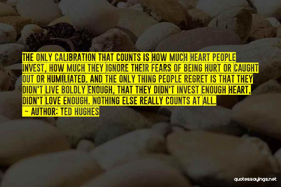 Ted Hughes Quotes: The Only Calibration That Counts Is How Much Heart People Invest, How Much They Ignore Their Fears Of Being Hurt