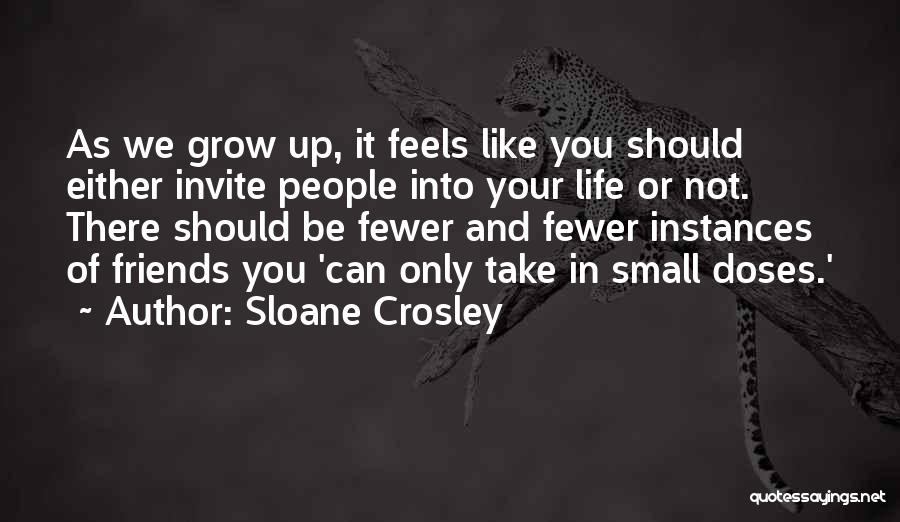 Sloane Crosley Quotes: As We Grow Up, It Feels Like You Should Either Invite People Into Your Life Or Not. There Should Be