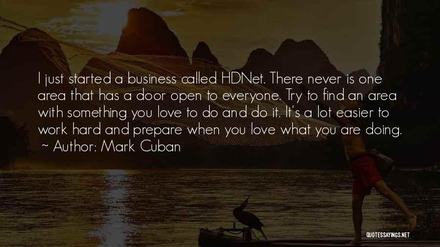 Mark Cuban Quotes: I Just Started A Business Called Hdnet. There Never Is One Area That Has A Door Open To Everyone. Try