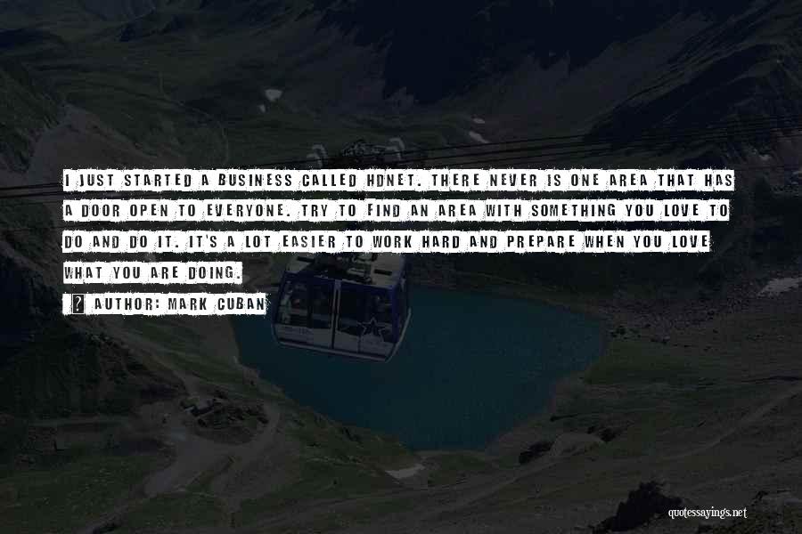 Mark Cuban Quotes: I Just Started A Business Called Hdnet. There Never Is One Area That Has A Door Open To Everyone. Try