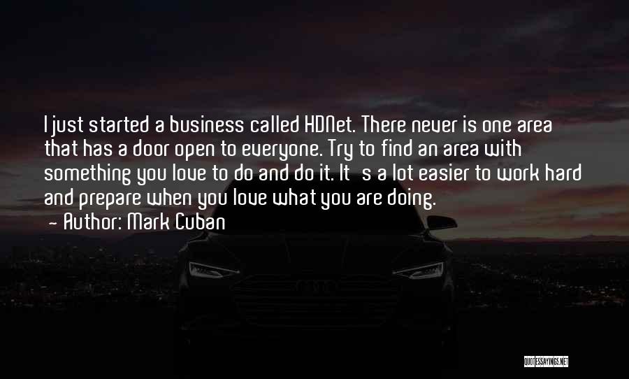 Mark Cuban Quotes: I Just Started A Business Called Hdnet. There Never Is One Area That Has A Door Open To Everyone. Try