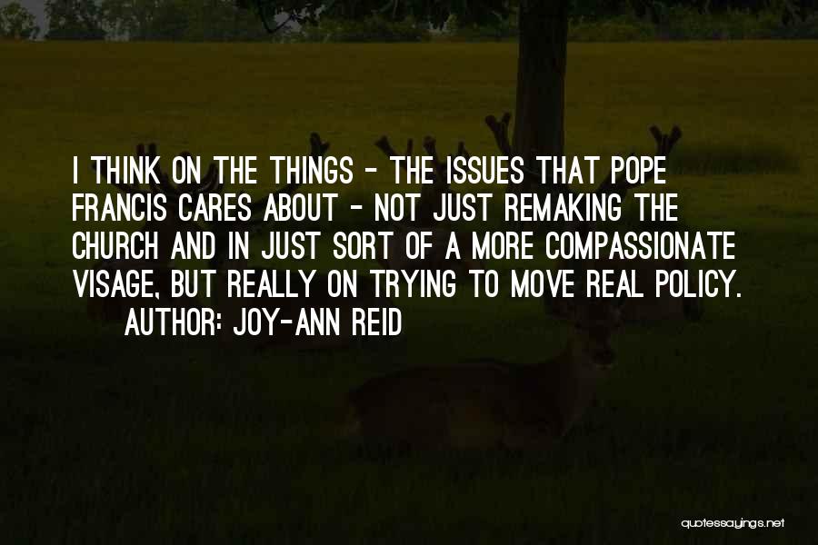 Joy-Ann Reid Quotes: I Think On The Things - The Issues That Pope Francis Cares About - Not Just Remaking The Church And