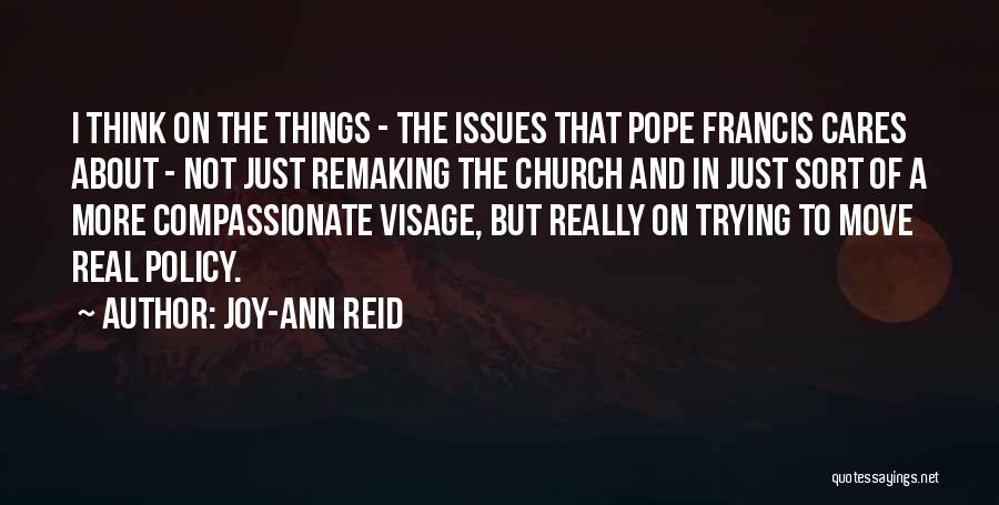 Joy-Ann Reid Quotes: I Think On The Things - The Issues That Pope Francis Cares About - Not Just Remaking The Church And