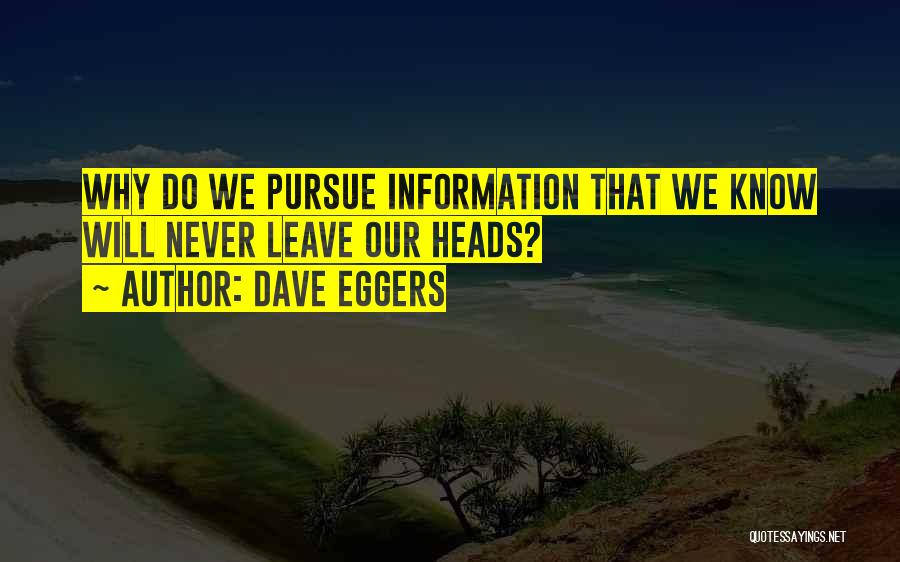 Dave Eggers Quotes: Why Do We Pursue Information That We Know Will Never Leave Our Heads?