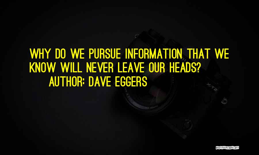 Dave Eggers Quotes: Why Do We Pursue Information That We Know Will Never Leave Our Heads?