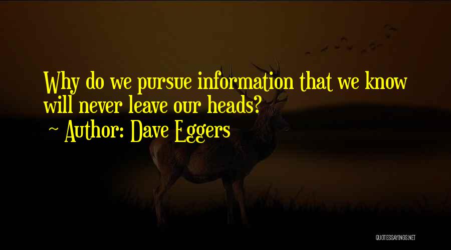 Dave Eggers Quotes: Why Do We Pursue Information That We Know Will Never Leave Our Heads?