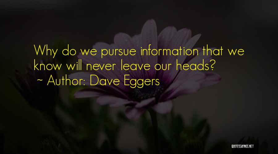 Dave Eggers Quotes: Why Do We Pursue Information That We Know Will Never Leave Our Heads?