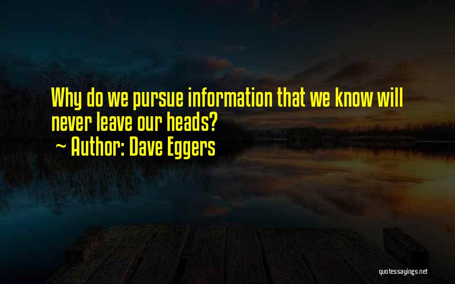 Dave Eggers Quotes: Why Do We Pursue Information That We Know Will Never Leave Our Heads?