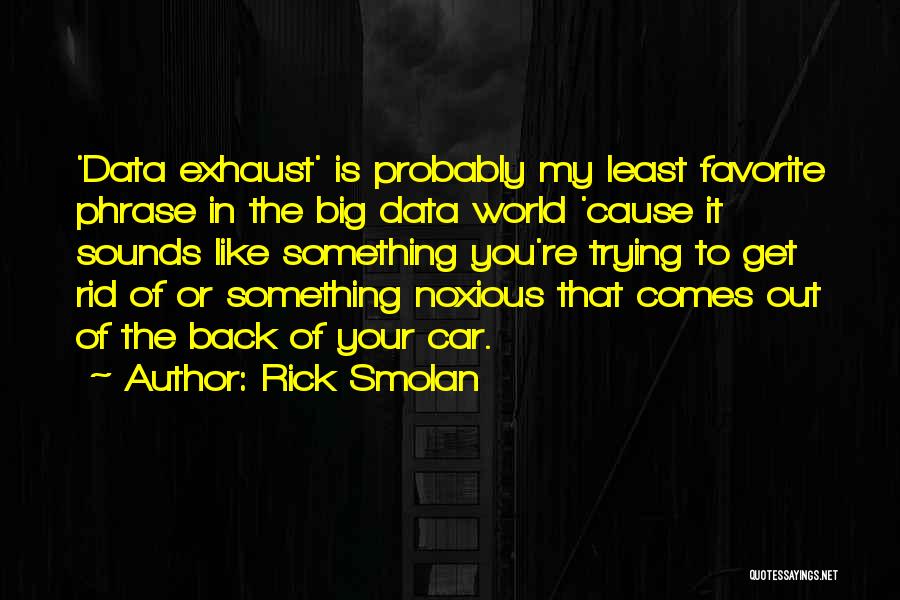 Rick Smolan Quotes: 'data Exhaust' Is Probably My Least Favorite Phrase In The Big Data World 'cause It Sounds Like Something You're Trying