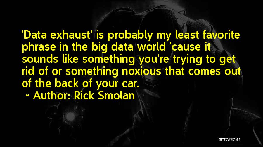 Rick Smolan Quotes: 'data Exhaust' Is Probably My Least Favorite Phrase In The Big Data World 'cause It Sounds Like Something You're Trying