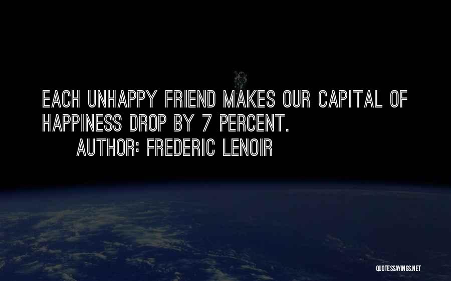 Frederic Lenoir Quotes: Each Unhappy Friend Makes Our Capital Of Happiness Drop By 7 Percent.