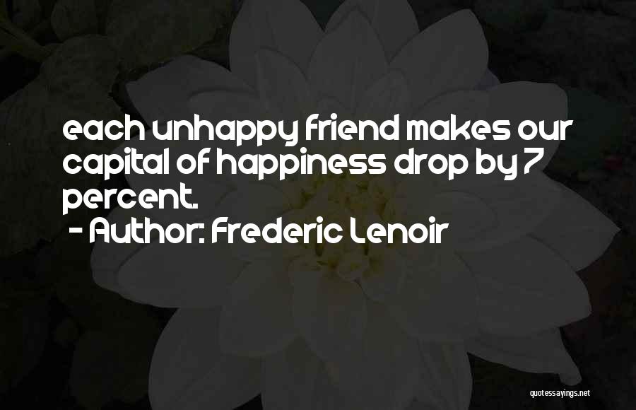 Frederic Lenoir Quotes: Each Unhappy Friend Makes Our Capital Of Happiness Drop By 7 Percent.