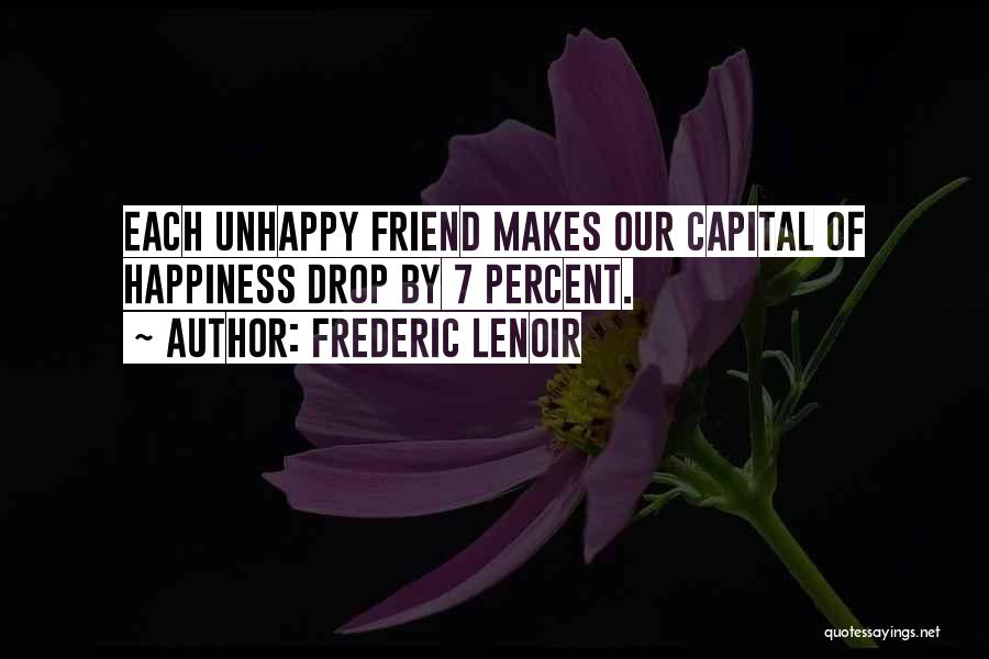 Frederic Lenoir Quotes: Each Unhappy Friend Makes Our Capital Of Happiness Drop By 7 Percent.