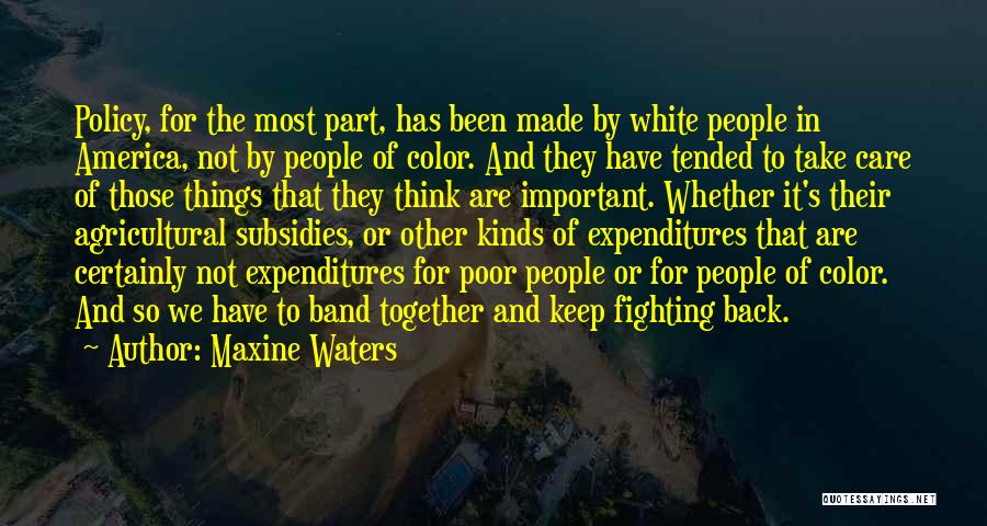 Maxine Waters Quotes: Policy, For The Most Part, Has Been Made By White People In America, Not By People Of Color. And They
