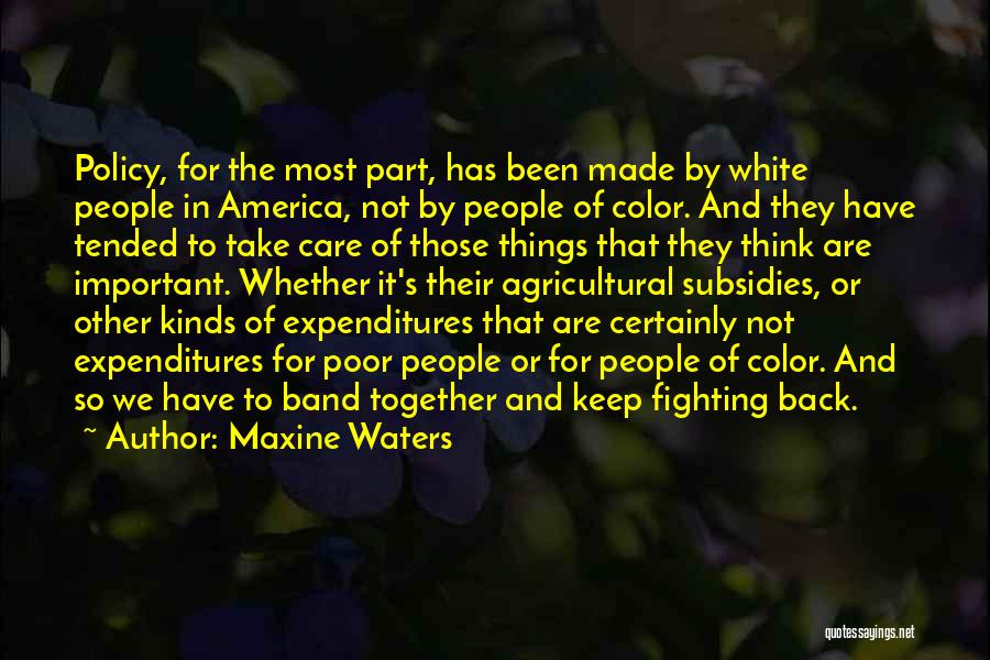 Maxine Waters Quotes: Policy, For The Most Part, Has Been Made By White People In America, Not By People Of Color. And They
