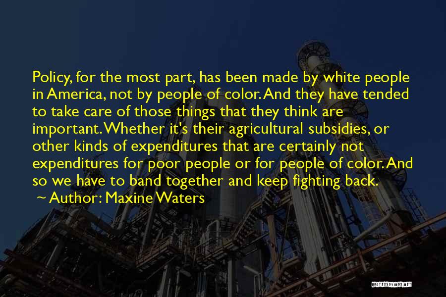 Maxine Waters Quotes: Policy, For The Most Part, Has Been Made By White People In America, Not By People Of Color. And They