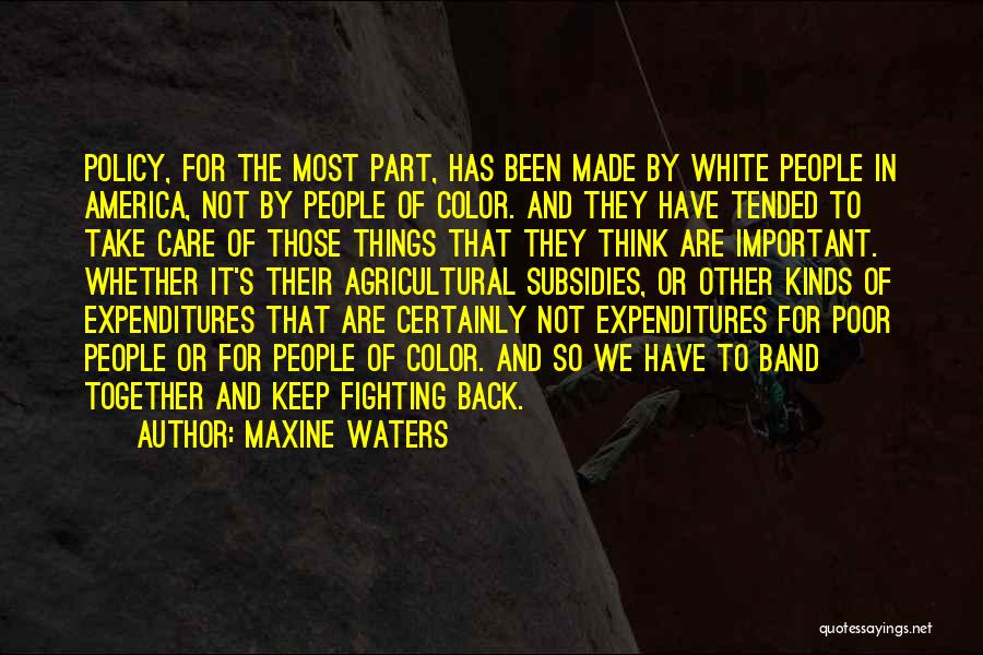 Maxine Waters Quotes: Policy, For The Most Part, Has Been Made By White People In America, Not By People Of Color. And They