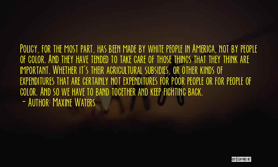 Maxine Waters Quotes: Policy, For The Most Part, Has Been Made By White People In America, Not By People Of Color. And They