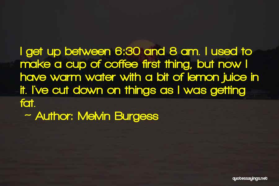 Melvin Burgess Quotes: I Get Up Between 6:30 And 8 Am. I Used To Make A Cup Of Coffee First Thing, But Now