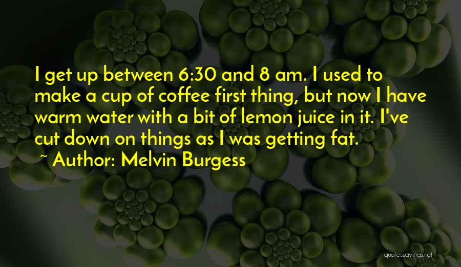 Melvin Burgess Quotes: I Get Up Between 6:30 And 8 Am. I Used To Make A Cup Of Coffee First Thing, But Now