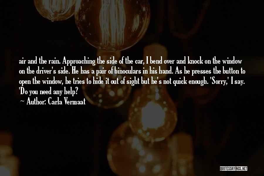 Carla Vermaat Quotes: Air And The Rain. Approaching The Side Of The Car, I Bend Over And Knock On The Window On The