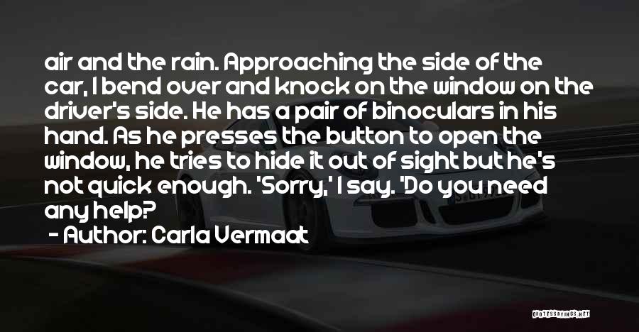 Carla Vermaat Quotes: Air And The Rain. Approaching The Side Of The Car, I Bend Over And Knock On The Window On The