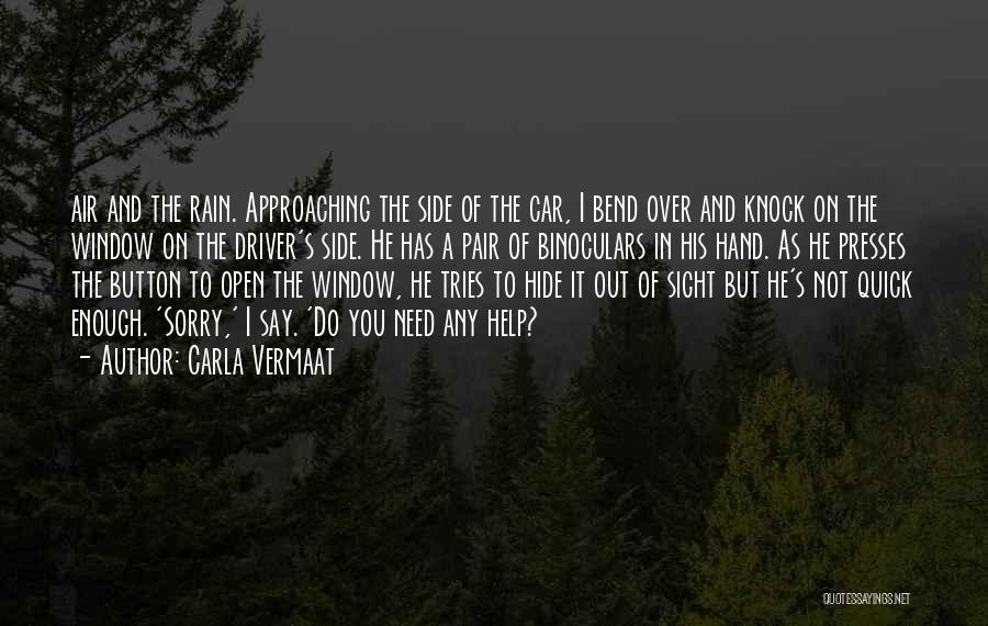 Carla Vermaat Quotes: Air And The Rain. Approaching The Side Of The Car, I Bend Over And Knock On The Window On The