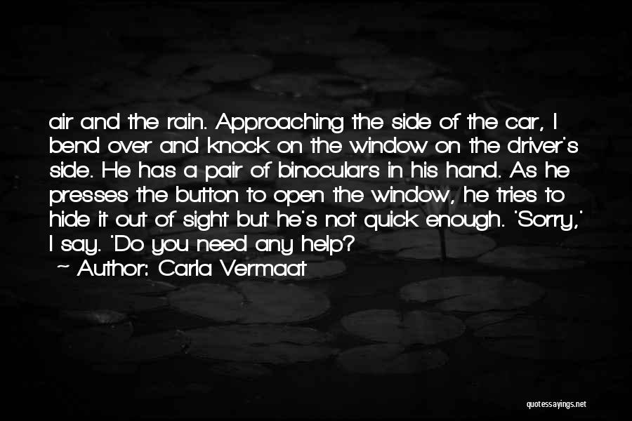 Carla Vermaat Quotes: Air And The Rain. Approaching The Side Of The Car, I Bend Over And Knock On The Window On The