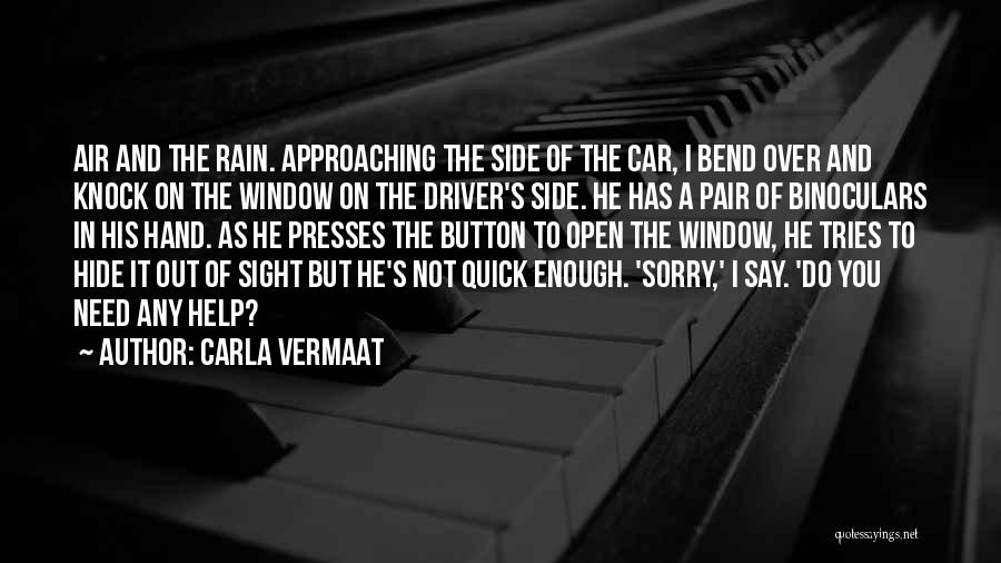 Carla Vermaat Quotes: Air And The Rain. Approaching The Side Of The Car, I Bend Over And Knock On The Window On The