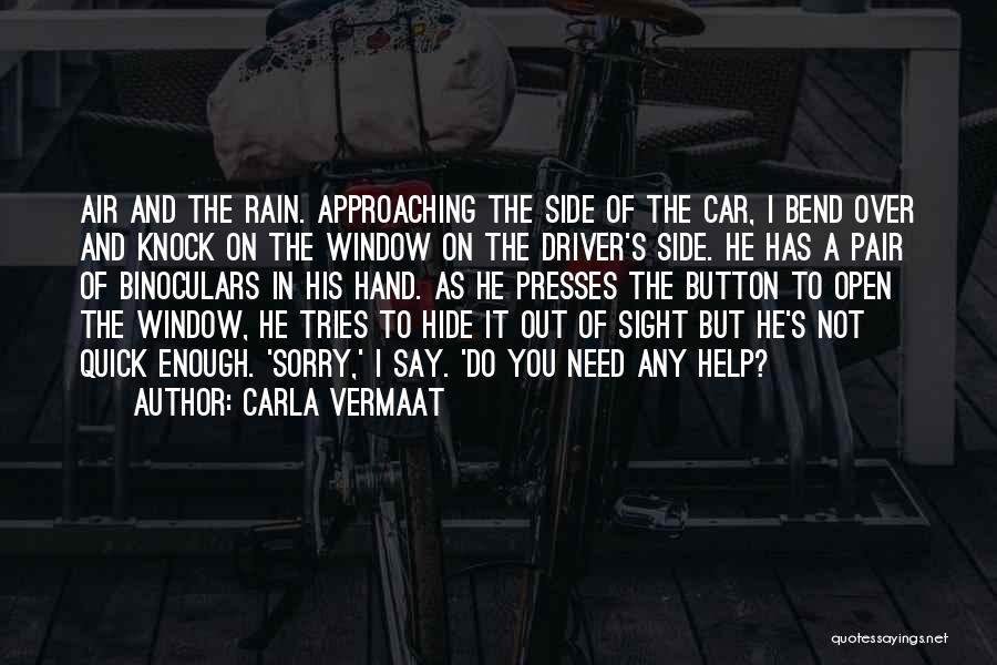 Carla Vermaat Quotes: Air And The Rain. Approaching The Side Of The Car, I Bend Over And Knock On The Window On The