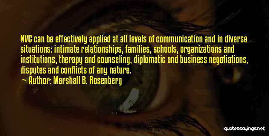 Marshall B. Rosenberg Quotes: Nvc Can Be Effectively Applied At All Levels Of Communication And In Diverse Situations: Intimate Relationships, Families, Schools, Organizations And