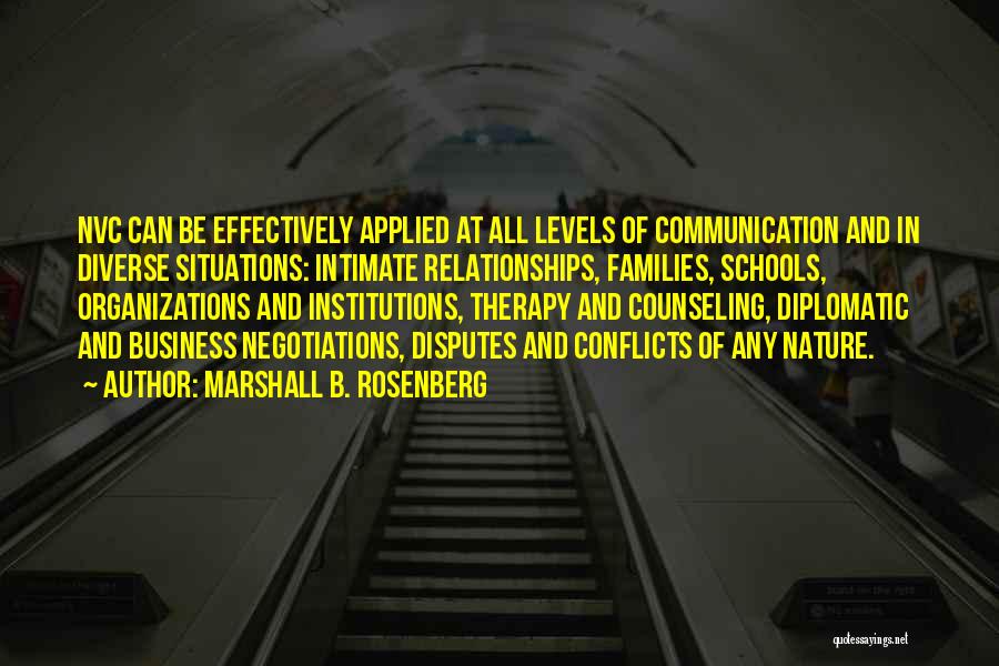 Marshall B. Rosenberg Quotes: Nvc Can Be Effectively Applied At All Levels Of Communication And In Diverse Situations: Intimate Relationships, Families, Schools, Organizations And