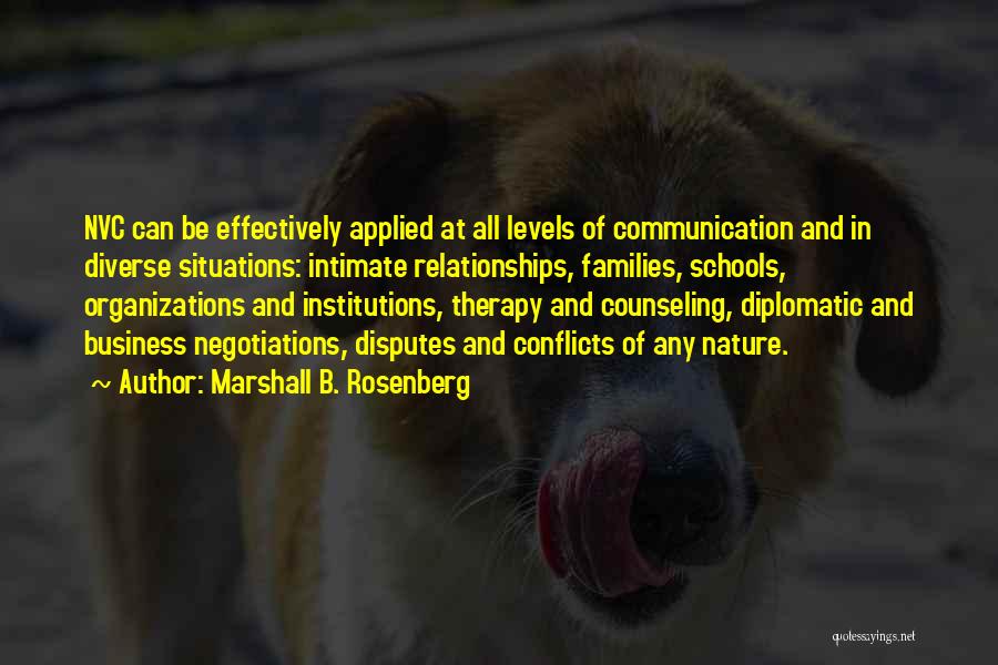 Marshall B. Rosenberg Quotes: Nvc Can Be Effectively Applied At All Levels Of Communication And In Diverse Situations: Intimate Relationships, Families, Schools, Organizations And