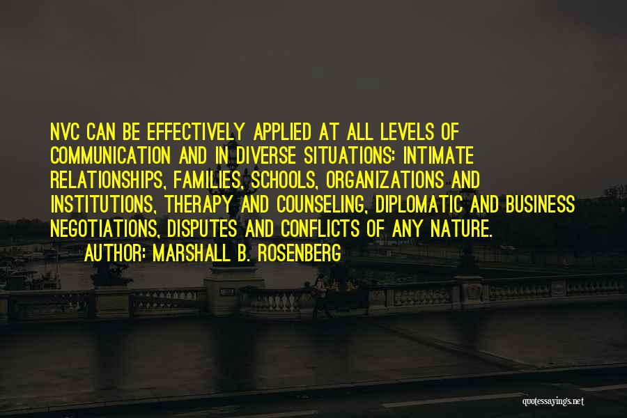 Marshall B. Rosenberg Quotes: Nvc Can Be Effectively Applied At All Levels Of Communication And In Diverse Situations: Intimate Relationships, Families, Schools, Organizations And