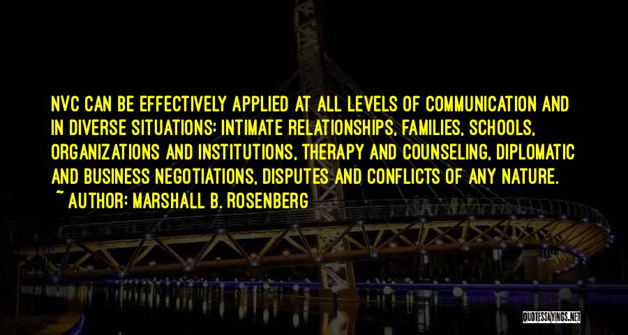 Marshall B. Rosenberg Quotes: Nvc Can Be Effectively Applied At All Levels Of Communication And In Diverse Situations: Intimate Relationships, Families, Schools, Organizations And