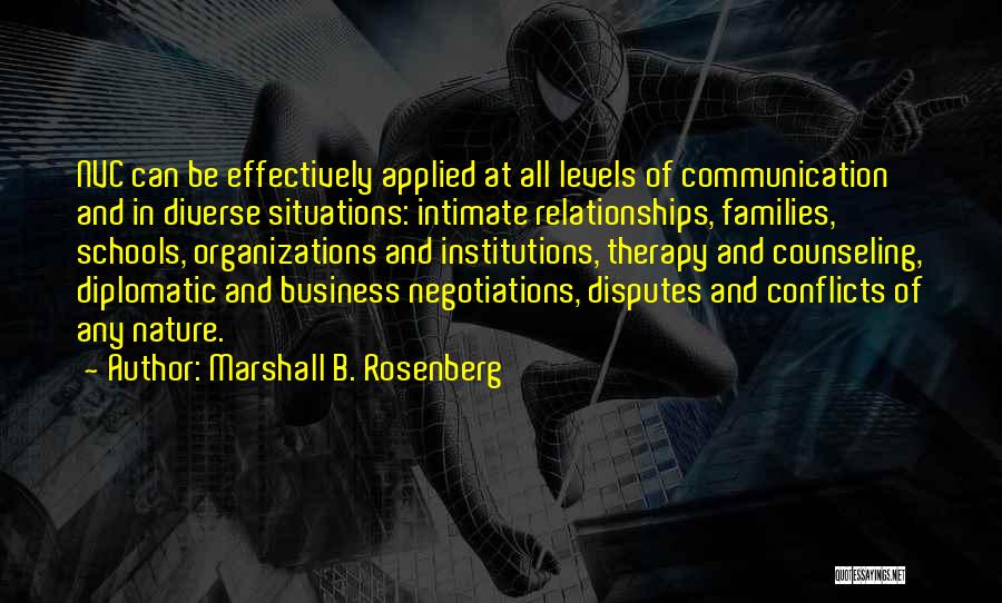 Marshall B. Rosenberg Quotes: Nvc Can Be Effectively Applied At All Levels Of Communication And In Diverse Situations: Intimate Relationships, Families, Schools, Organizations And