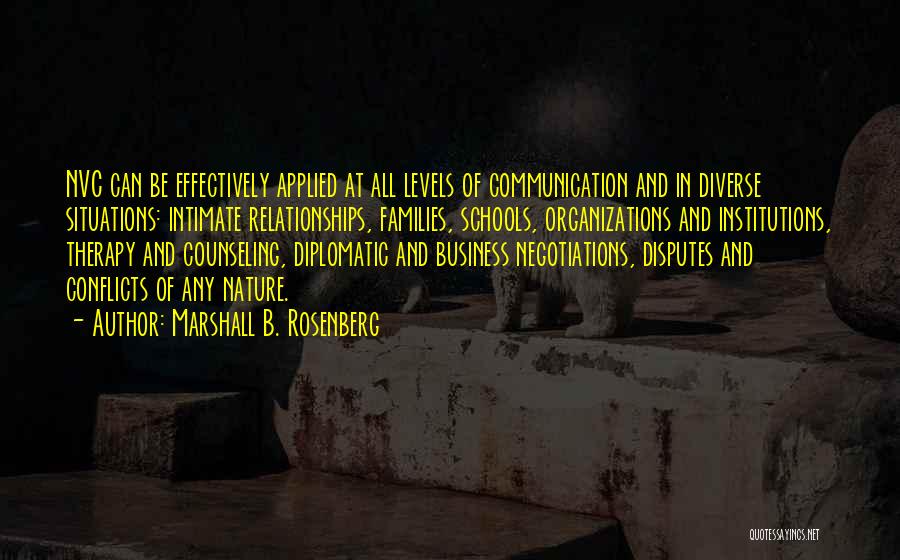 Marshall B. Rosenberg Quotes: Nvc Can Be Effectively Applied At All Levels Of Communication And In Diverse Situations: Intimate Relationships, Families, Schools, Organizations And