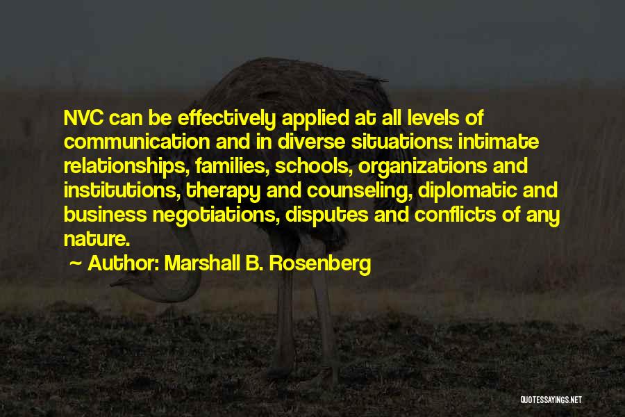 Marshall B. Rosenberg Quotes: Nvc Can Be Effectively Applied At All Levels Of Communication And In Diverse Situations: Intimate Relationships, Families, Schools, Organizations And