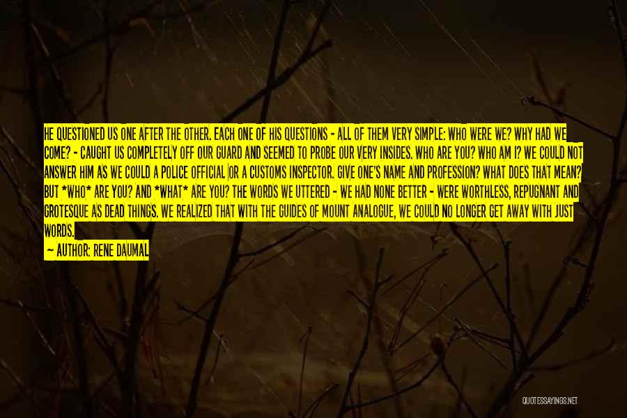 Rene Daumal Quotes: He Questioned Us One After The Other. Each One Of His Questions - All Of Them Very Simple: Who Were