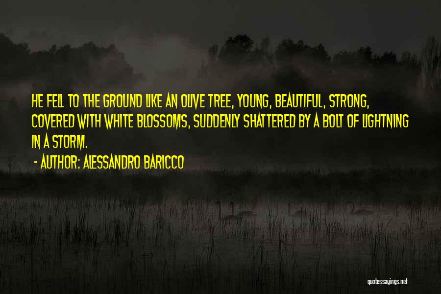 Alessandro Baricco Quotes: He Fell To The Ground Like An Olive Tree, Young, Beautiful, Strong, Covered With White Blossoms, Suddenly Shattered By A