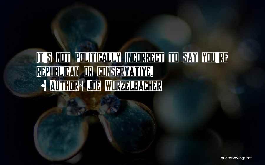 Joe Wurzelbacher Quotes: It's Not Politically Incorrect To Say You're Republican Or Conservative.