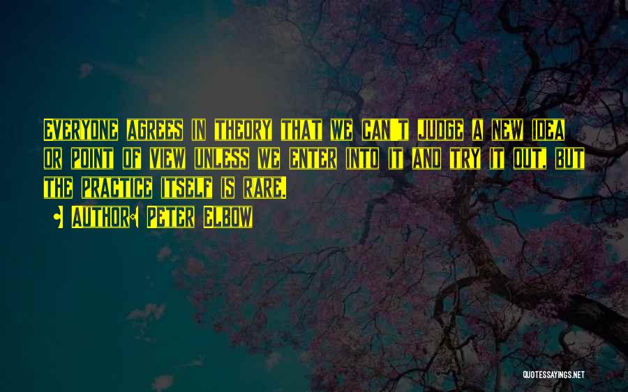Peter Elbow Quotes: Everyone Agrees In Theory That We Can't Judge A New Idea Or Point Of View Unless We Enter Into It