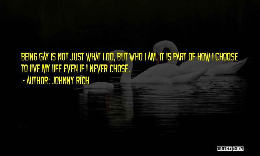 Johnny Rich Quotes: Being Gay Is Not Just What I Do, But Who I Am. It Is Part Of How I Choose To