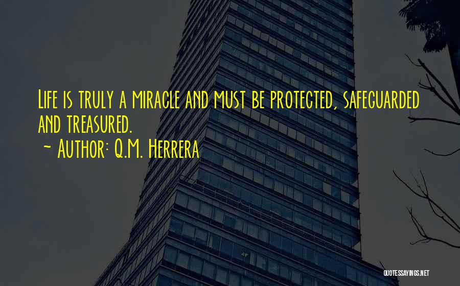 Q.M. Herrera Quotes: Life Is Truly A Miracle And Must Be Protected, Safeguarded And Treasured.