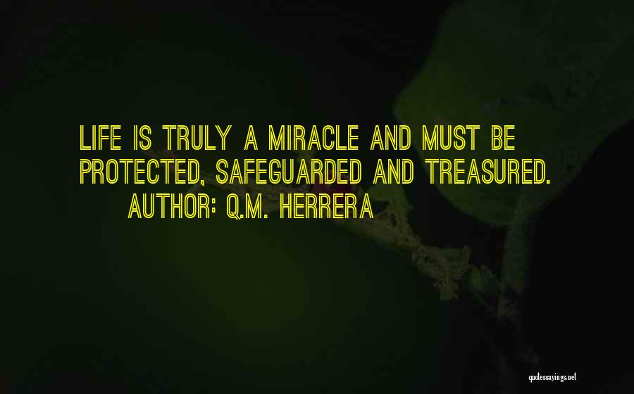 Q.M. Herrera Quotes: Life Is Truly A Miracle And Must Be Protected, Safeguarded And Treasured.