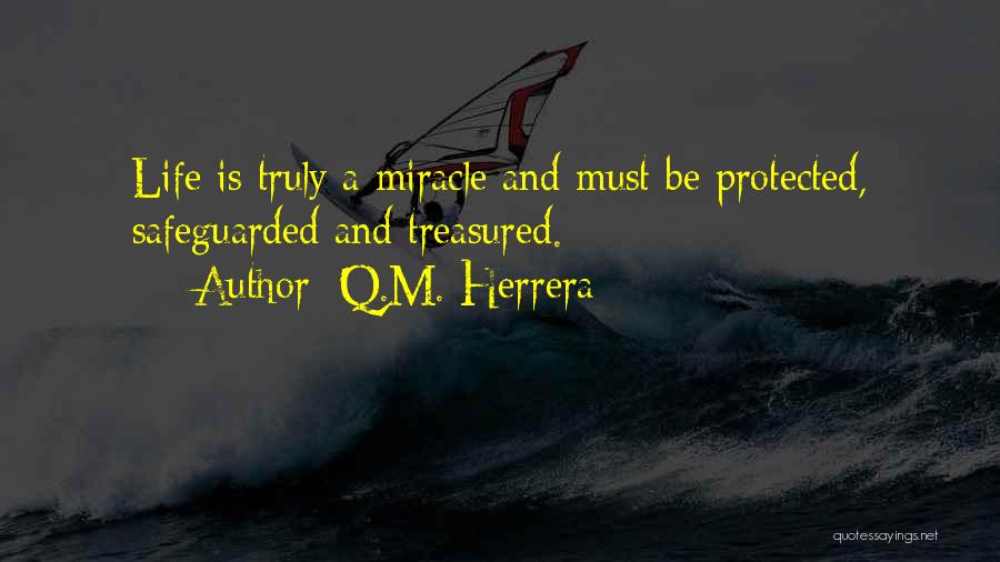 Q.M. Herrera Quotes: Life Is Truly A Miracle And Must Be Protected, Safeguarded And Treasured.