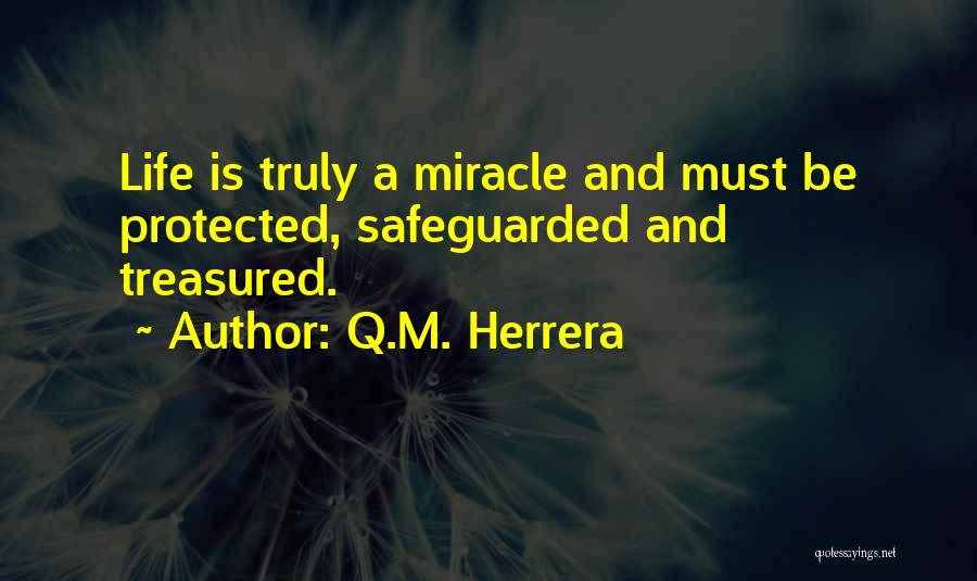 Q.M. Herrera Quotes: Life Is Truly A Miracle And Must Be Protected, Safeguarded And Treasured.
