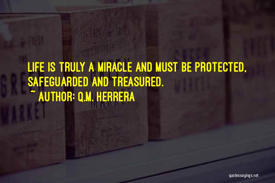 Q.M. Herrera Quotes: Life Is Truly A Miracle And Must Be Protected, Safeguarded And Treasured.