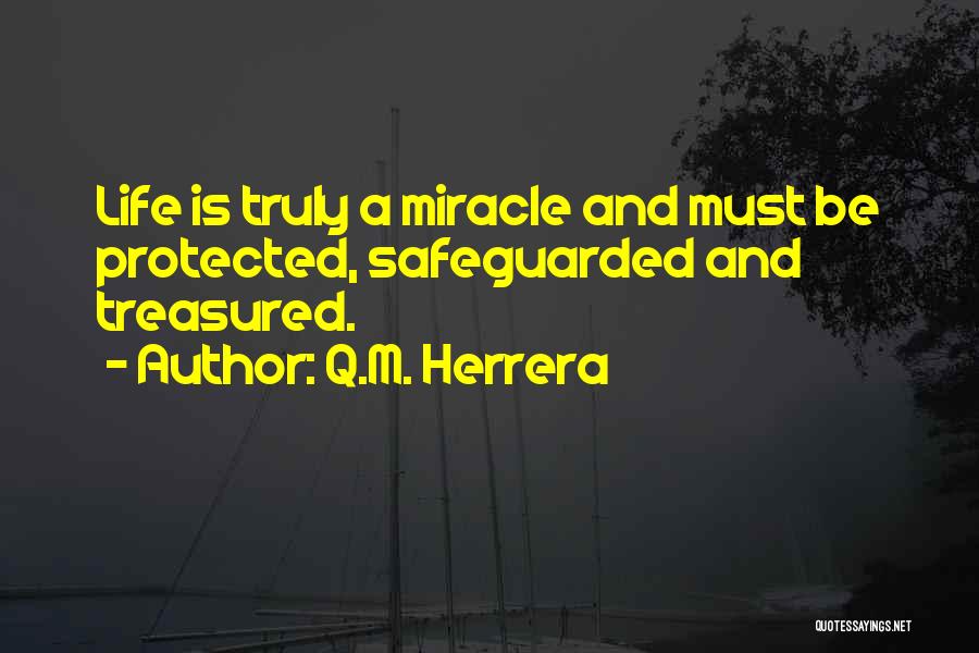 Q.M. Herrera Quotes: Life Is Truly A Miracle And Must Be Protected, Safeguarded And Treasured.